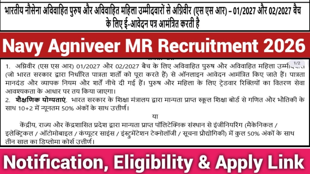 Navy Agniveer MR Recruitment 2026